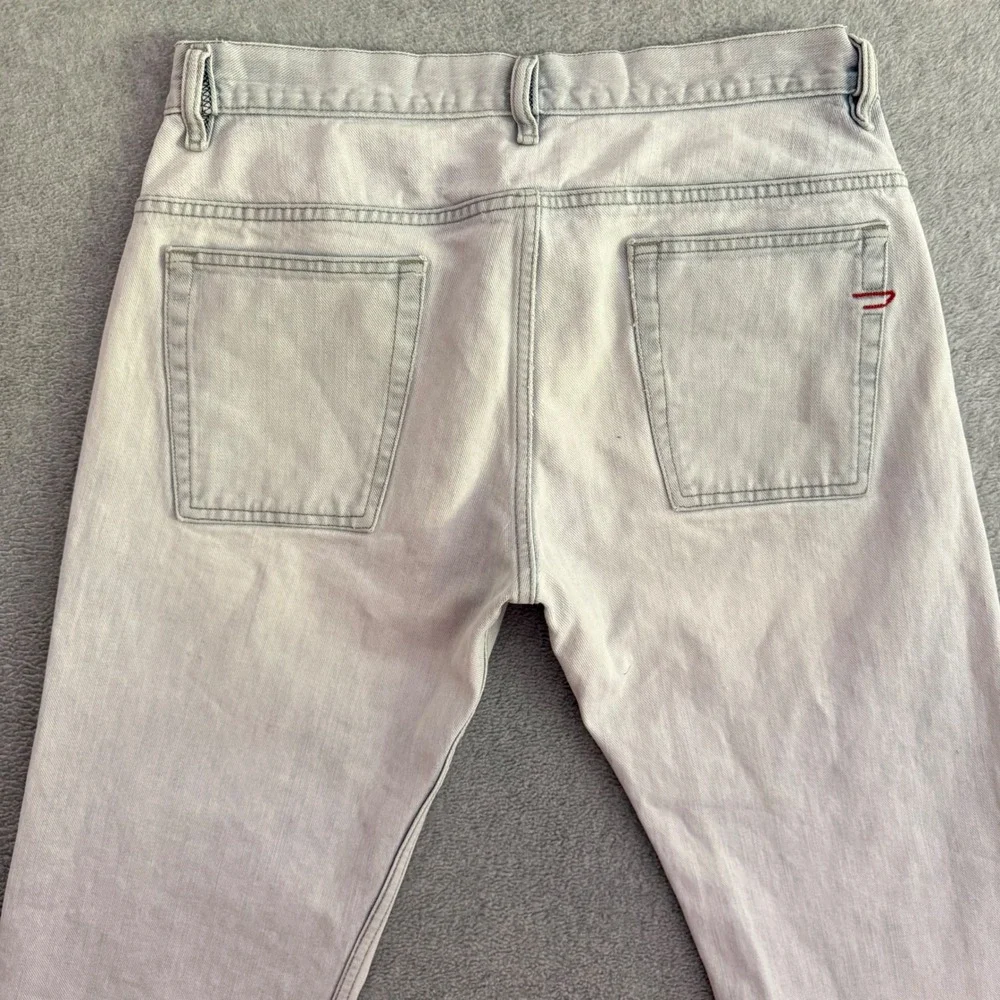Diesel Ravix Mens 34x30 Light Blue Wash Bootcut Wide Leg Jeans Made in Italy